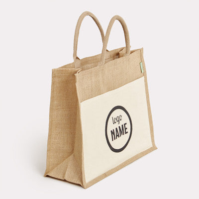 Jute tassen met canvas voorvak