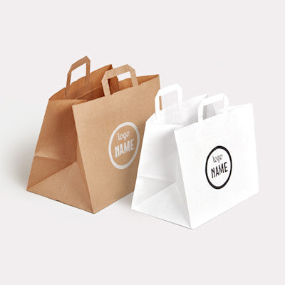 Papieren take-away tassen met platte lus